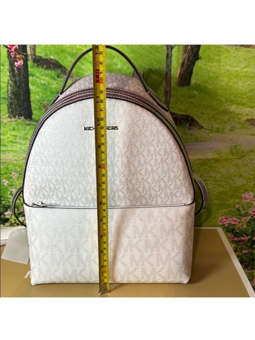 Michael Kors White Monogram Backpack Dome-Shaped Design NWT ( No Box ) Sheila - Picture 15 of 17